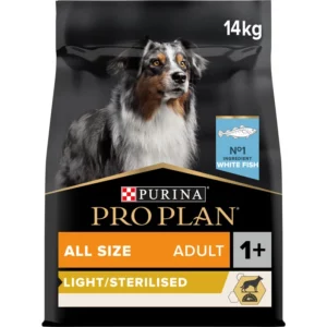 Pro Plan Chien Adulte Light & Sterilised au Poisson – 14kg