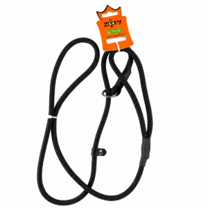 Laisse de présentation en nylon noire ronde 8 mm pour chien