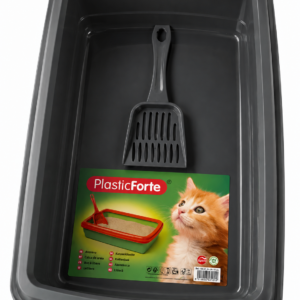 Bac à litière avec rebord détachable & pelle – PlasticForte anthracite