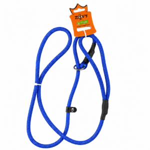 Laisse de présentation en nylon bleu ronde 8 mm pour chien