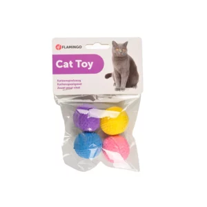 Jouet chat – 4 balles éponge Lazio – Flamingo